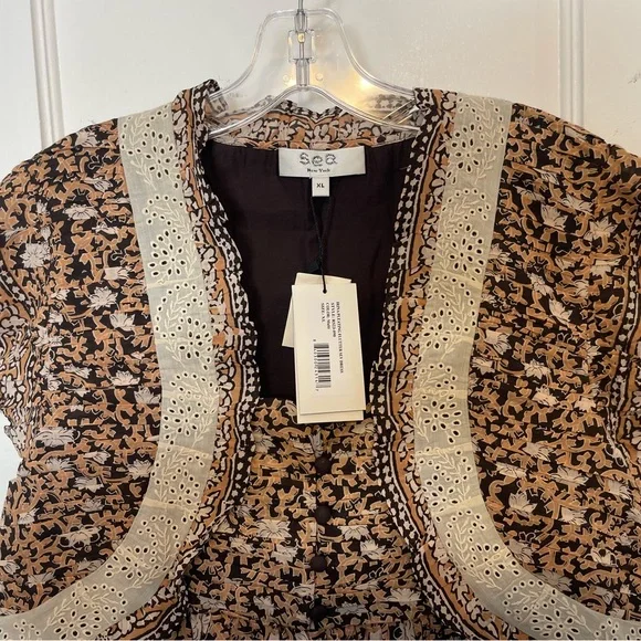 Sea New York Brown and Cream Dress with Lace Detail - Picture 6 of 12